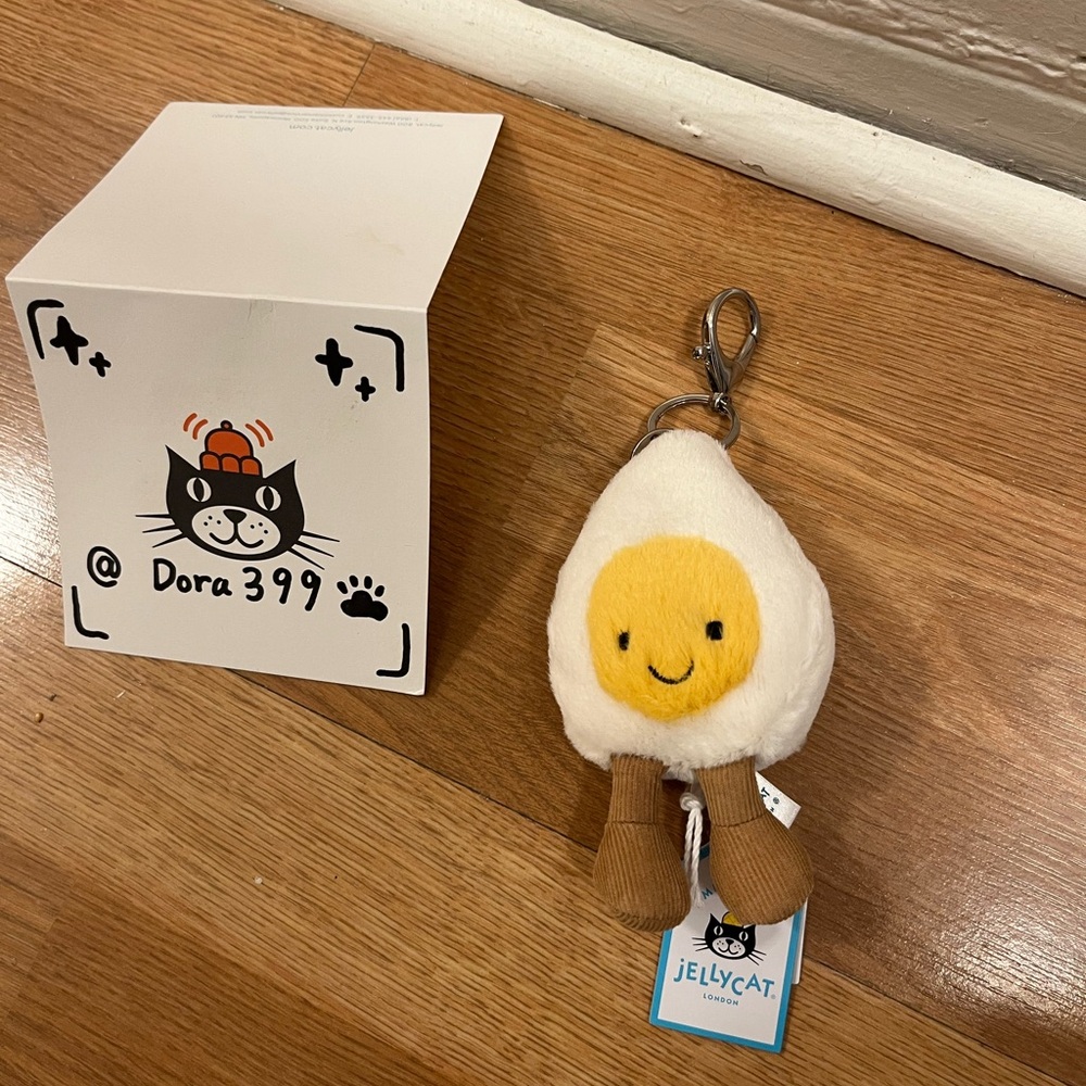 Jellycat Authentic Amuseables Happy Boiled Egg Bag Charm –Fast U.S. Shipping